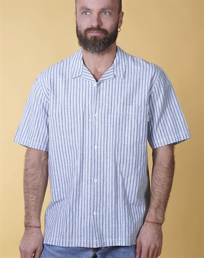 Elsk - Breeze Kurzarmhemd - White/ Blue Stripes